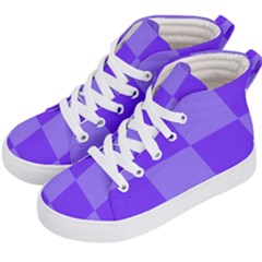 Purple Gingham Check Squares Pattern Kids  Hi-top Skate Sneakers by yoursparklingshop