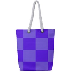 Purple Gingham Check Squares Pattern Full Print Rope Handle Tote (small) by yoursparklingshop