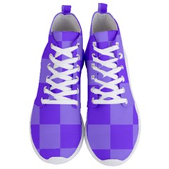 Purple Gingham Check Squares Pattern Men s Lightweight High Top Sneakers by yoursparklingshop