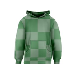 Green Gingham Check Squares Pattern Kids  Pullover Hoodie by yoursparklingshop