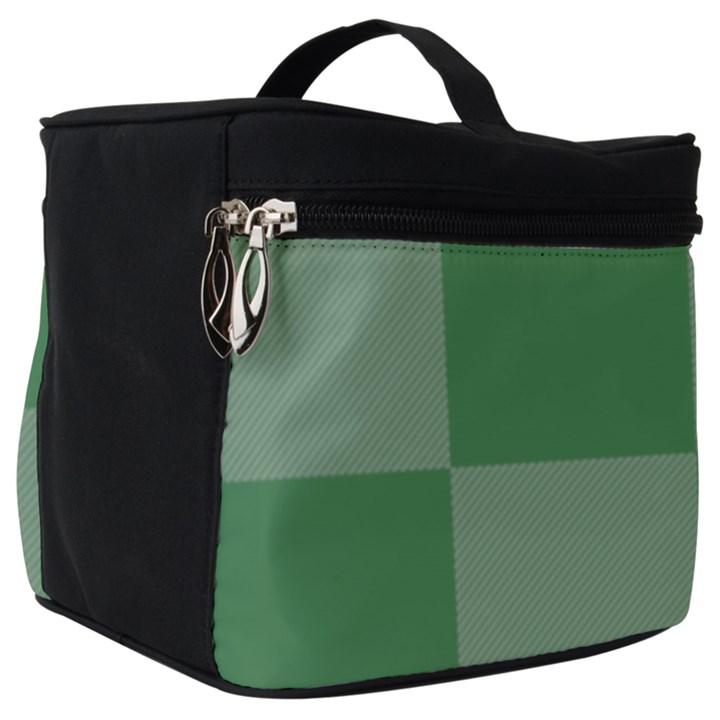 Green Gingham Check Squares Pattern Make Up Travel Bag (Big)