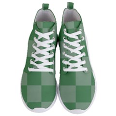 Green Gingham Check Squares Pattern Men s Lightweight High Top Sneakers by yoursparklingshop