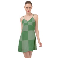 Green Gingham Check Squares Pattern Summer Time Chiffon Dress