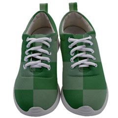 Green Gingham Check Squares Pattern Mens Athletic Shoes by yoursparklingshop