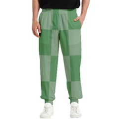 Green Gingham Check Squares Pattern Men s Elastic Waist Pants by yoursparklingshop