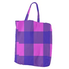Blue And Pink Buffalo Plaid Check Squares Pattern Giant Grocery Tote by yoursparklingshop