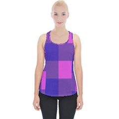 Blue And Pink Buffalo Plaid Check Squares Pattern Piece Up Tank Top by yoursparklingshop