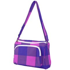 Blue And Pink Buffalo Plaid Check Squares Pattern Front Pocket Crossbody Bag by yoursparklingshop