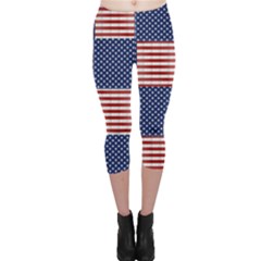 Red White Blue Stars And Stripes Capri Leggings  by yoursparklingshop