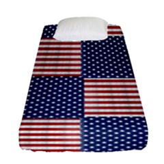 Red White Blue Stars And Stripes Fitted Sheet (single Size) by yoursparklingshop