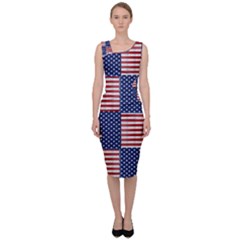 Red White Blue Stars And Stripes Sleeveless Pencil Dress by yoursparklingshop