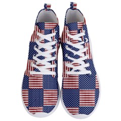 Red White Blue Stars And Stripes Men s Lightweight High Top Sneakers by yoursparklingshop