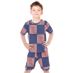 Red White Blue Stars And Stripes Kids  Tee And Shorts Set by yoursparklingshop