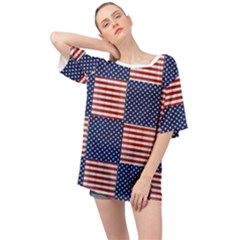 Red White Blue Stars And Stripes Oversized Chiffon Top by yoursparklingshop