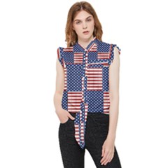 Red White Blue Stars And Stripes Frill Detail Shirt by yoursparklingshop