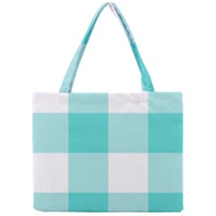 Turquoise And White Buffalo Check Mini Tote Bag by yoursparklingshop