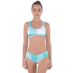 Turquoise And White Buffalo Check Criss Cross Bikini Set by yoursparklingshop