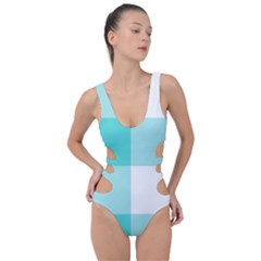 Turquoise And White Buffalo Check Side Cut Out Swimsuit by yoursparklingshop