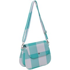 Turquoise And White Buffalo Check Saddle Handbag by yoursparklingshop