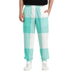 Turquoise And White Buffalo Check Men s Elastic Waist Pants by yoursparklingshop
