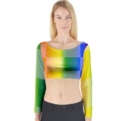 Lgbt Rainbow Buffalo Check Lgbtq Pride Squares Pattern Long Sleeve Crop Top by yoursparklingshop