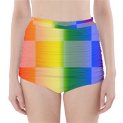 Lgbt Rainbow Buffalo Check Lgbtq Pride Squares Pattern High-waisted Bikini Bottoms by yoursparklingshop