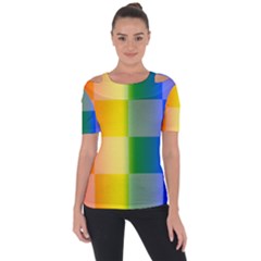 Lgbt Rainbow Buffalo Check Lgbtq Pride Squares Pattern Shoulder Cut Out Short Sleeve Top by yoursparklingshop