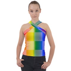 Lgbt Rainbow Buffalo Check Lgbtq Pride Squares Pattern Cross Neck Velour Top by yoursparklingshop