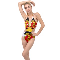 Flag Map of East Germany (1959¨C1990) Plunging Cut Out Swimsuit