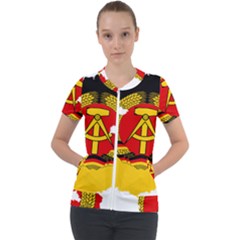 Flag Map of East Germany (1959¨C1990) Short Sleeve Zip Up Jacket