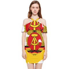 Flag Map of East Germany (1959¨C1990) Shoulder Frill Bodycon Summer Dress