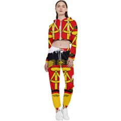 Flag Map of East Germany (1959¨C1990) Cropped Zip Up Lounge Set