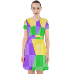 Purple Yellow Green Check Squares Pattern Mardi Gras Adorable In Chiffon Dress by yoursparklingshop