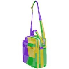 Purple Yellow Green Check Squares Pattern Mardi Gras Crossbody Day Bag