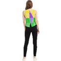 Purple Yellow Green Check Squares Pattern Mardi Gras V-Neck Cropped Tank Top View2