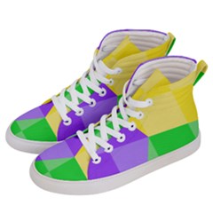 Purple Yellow Green Check Squares Pattern Mardi Gras Men s Hi-top Skate Sneakers by yoursparklingshop