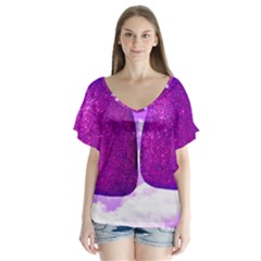 Two Hearts V-Neck Flutter Sleeve Top