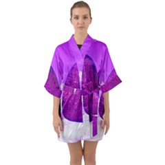 Two Hearts Half Sleeve Satin Kimono 