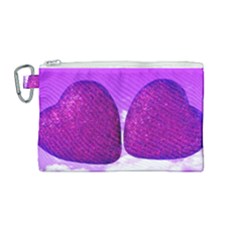 Two Hearts Canvas Cosmetic Bag (Medium)