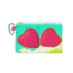 Two Hearts Canvas Cosmetic Bag (small) by essentialimage