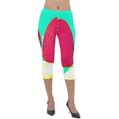 Two Hearts Lightweight Velour Capri Leggings  by essentialimage