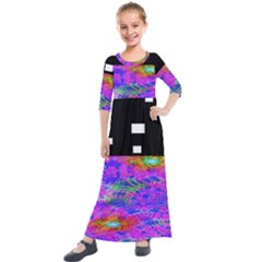 Fractal Flower Kids  Quarter Sleeve Maxi Dress by Sparkle