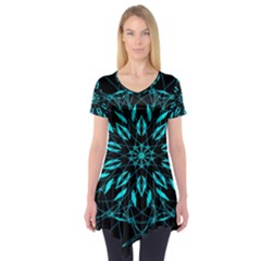 Digital Handdraw Floral Short Sleeve Tunic  by Sparkle