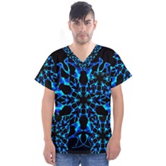 Digital Handdraw Floral Men s V-neck Scrub Top