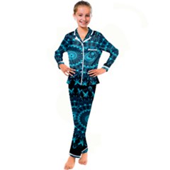 Digital Handdraw Floral Kid s Satin Long Sleeve Pajamas Set by Sparkle