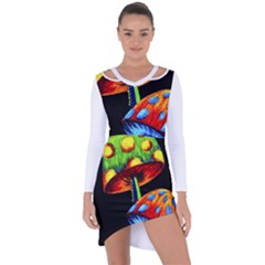 Mushroom Painting  Asymmetric Cut-out Shift Dress by AstralArtistV