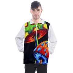 Mushroom Painting  Men s Half Zip Pullover by AstralArtistV