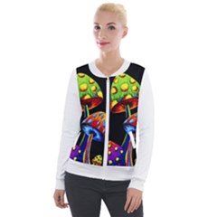 Mushroom Painting  Velvet Zip Up Jacket by AstralArtistV