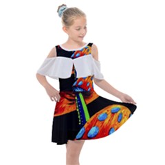 Mushroom Painting  Kids  Shoulder Cutout Chiffon Dress by AstralArtistV