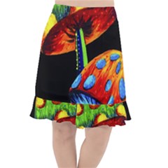 Mushroom Painting  Fishtail Chiffon Skirt